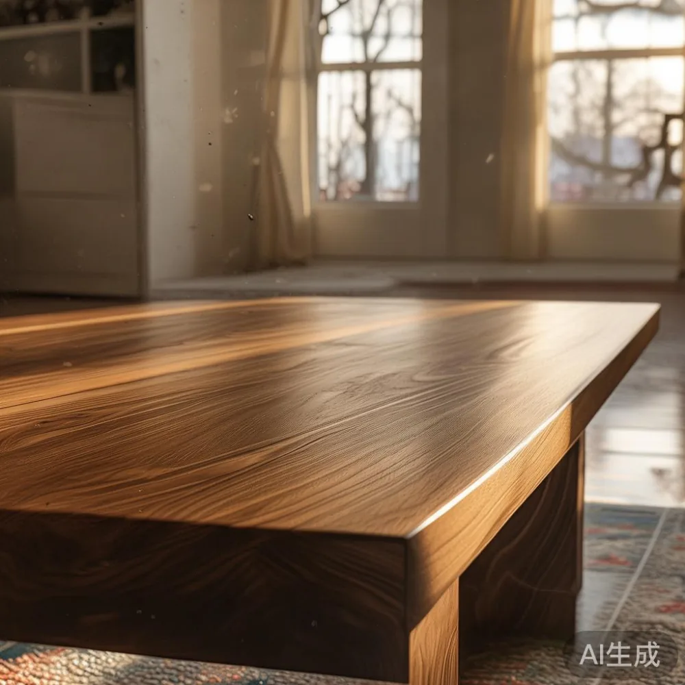 名古屋郊外戸建てのアメリカン・ヘビーウォルナット材コーヒーテーブル150×90cm・厚み38mm