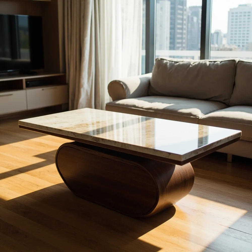東京マンションのため没有那么豪華なFrankury な椎のFrank coffee table，walnut marble，soft daylight