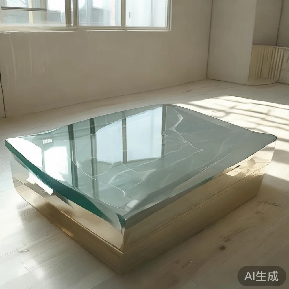 現代的な日本のリビングルームに置かれた豪華なコーヒーテーブルの写真