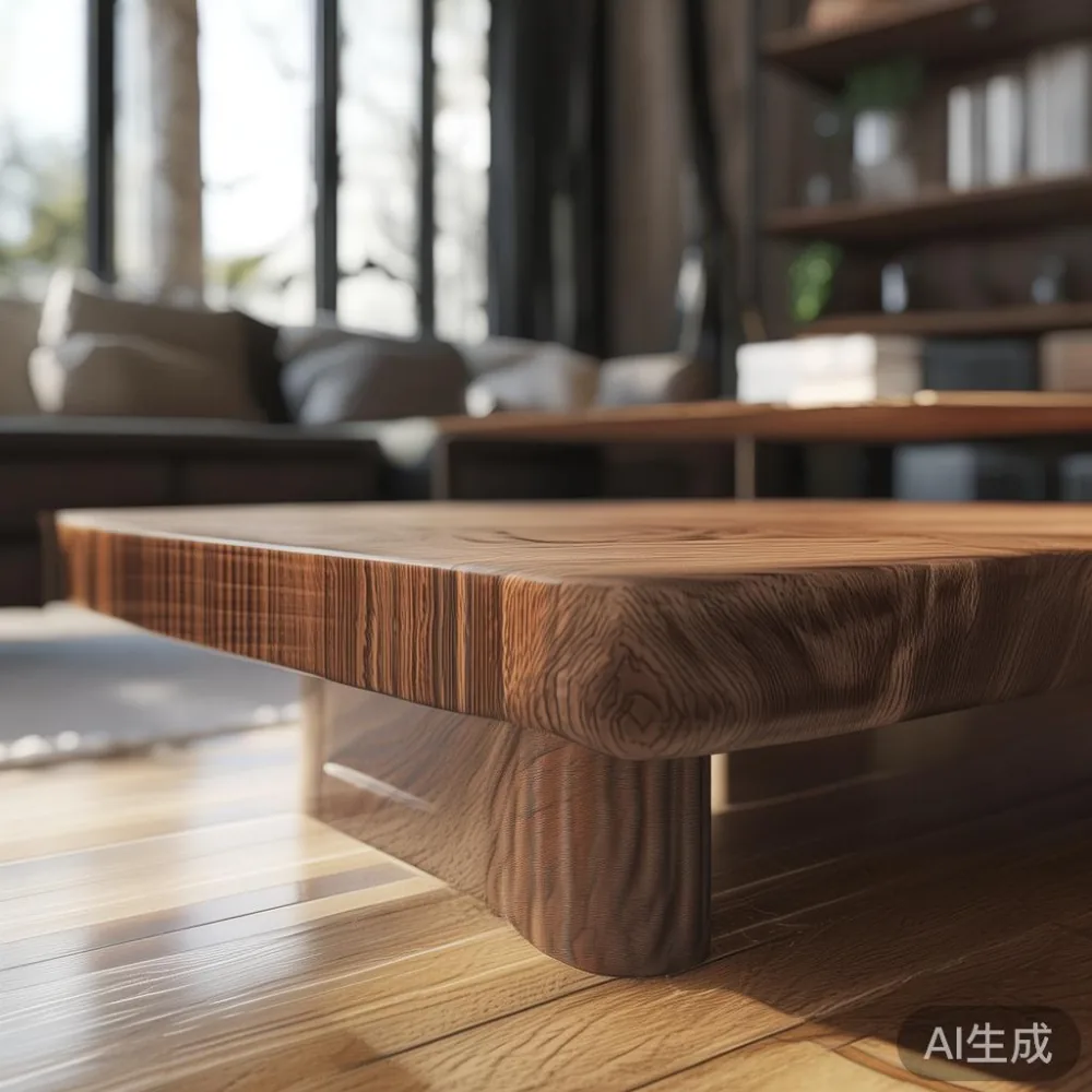 熱帯|第1のcoffee table jp：漆面と无损材词典 — close-up of the grain and joinery detail, shallo